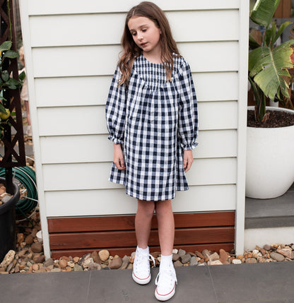 Infinity Dress Navy Gingham