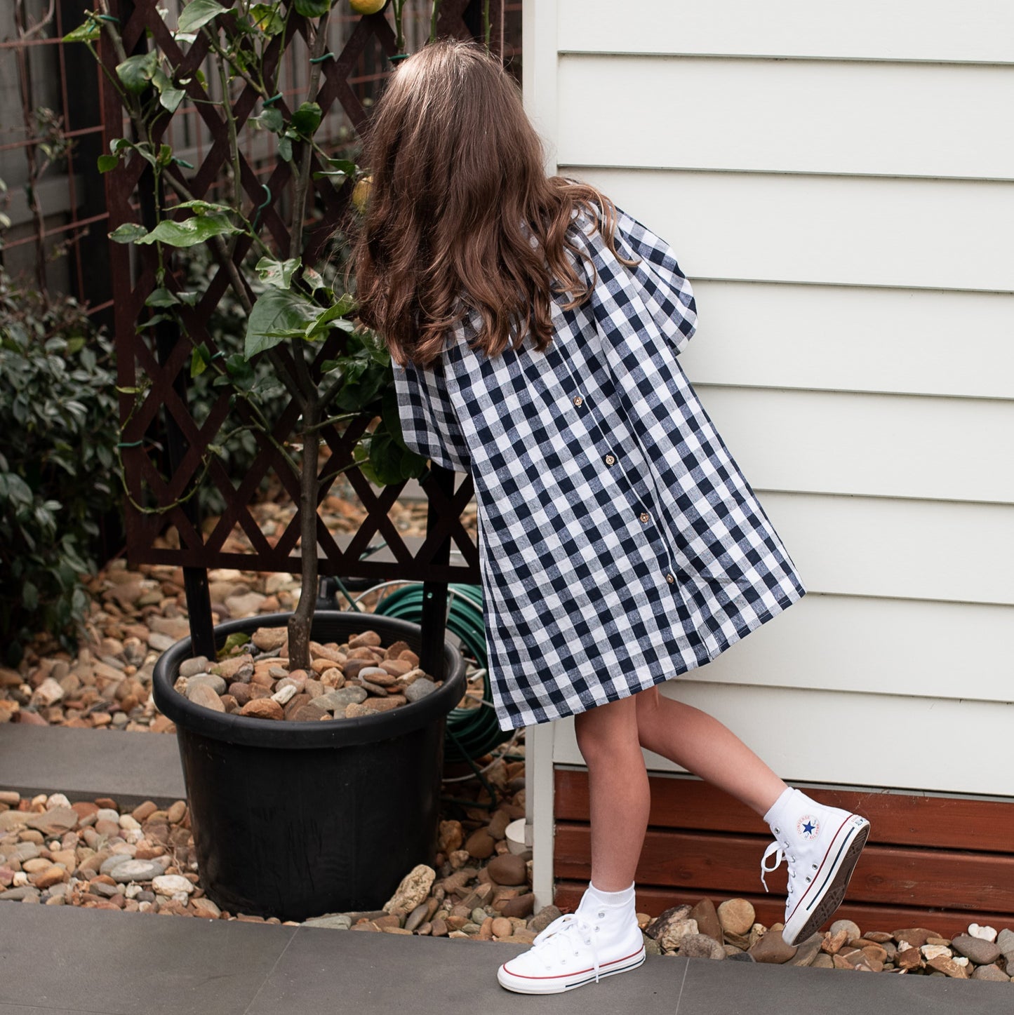 Infinity Dress Navy Gingham